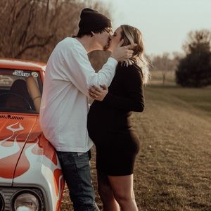 Black maternity open back dress